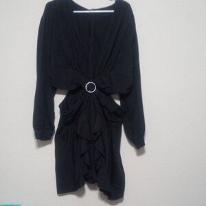 Boohoo Plus Elegant Black Long Sleeve Dress